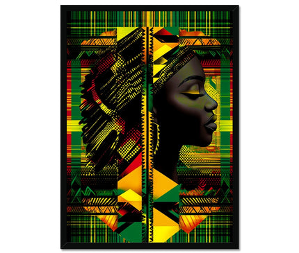 Abstract Red and Green Black Queen Fusion Framed Print