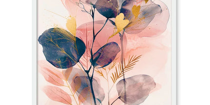 Peachy Blue Golden Flora Escape Framed Photo Tile by Prodigi