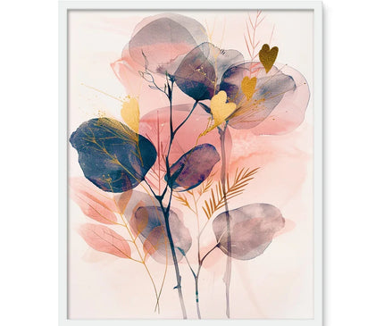 Peachy Blue Golden Flora Escape  Framed Photo Tile - D'Sare