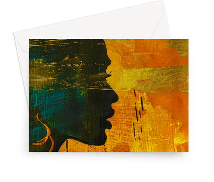 Golden Afrocentric Silhouette Greeting Card - D'Sare