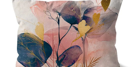 Peachy Blue Golden Flora Escape Cushion by Prodigi