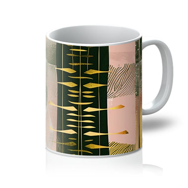 Echoes of Life: Afrocentric Meditation Peach and Gold Abstract Art Eclectic  Mug