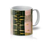 Echoes of Life: Afrocentric Meditation Peach and Gold Abstract Art Eclectic  Mug