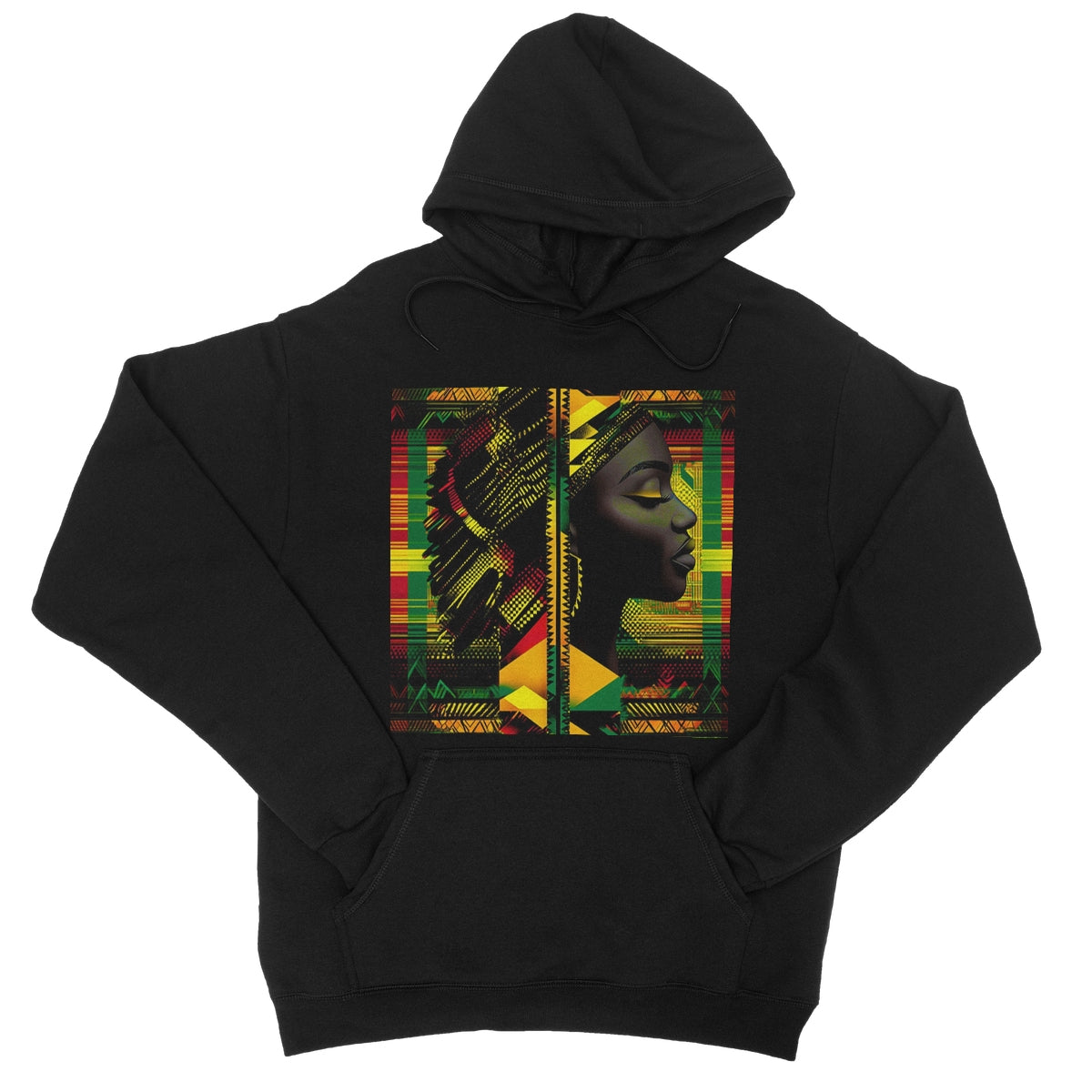 Abstract Red and Green Black Queen Fusion College Hoodie