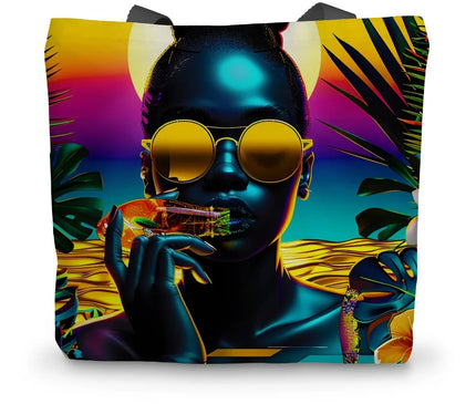 Tropical Sunset Dreams : Neon Vibes  Canvas Tote Bag - D'Sare