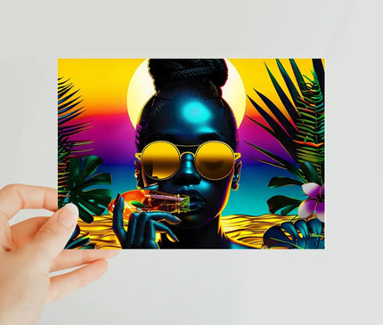 Tropical Sunset Dreams : Neon Vibes  Classic Postcard - D'Sare
