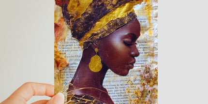 Elegant African Woman Portrait with Gold Headwrap Classic Postcard by Prodigi