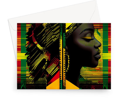 Abstract Red and Green Black Queen Fusion Greeting Card