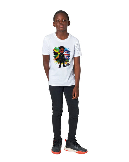 Jamaican Flag & Great Britain Flag Cultural Day Harmony: Classic Kids Crewneck T-shirt by D'Sare