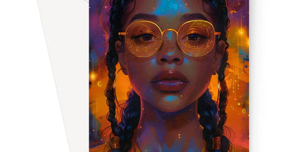 Solar Flare Radiant Soul Beautiful Black Girl Greeting Card by Prodigi