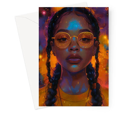 Solar Flare Radiant Soul  Beautiful Black Girl  Greeting Card - D'Sare