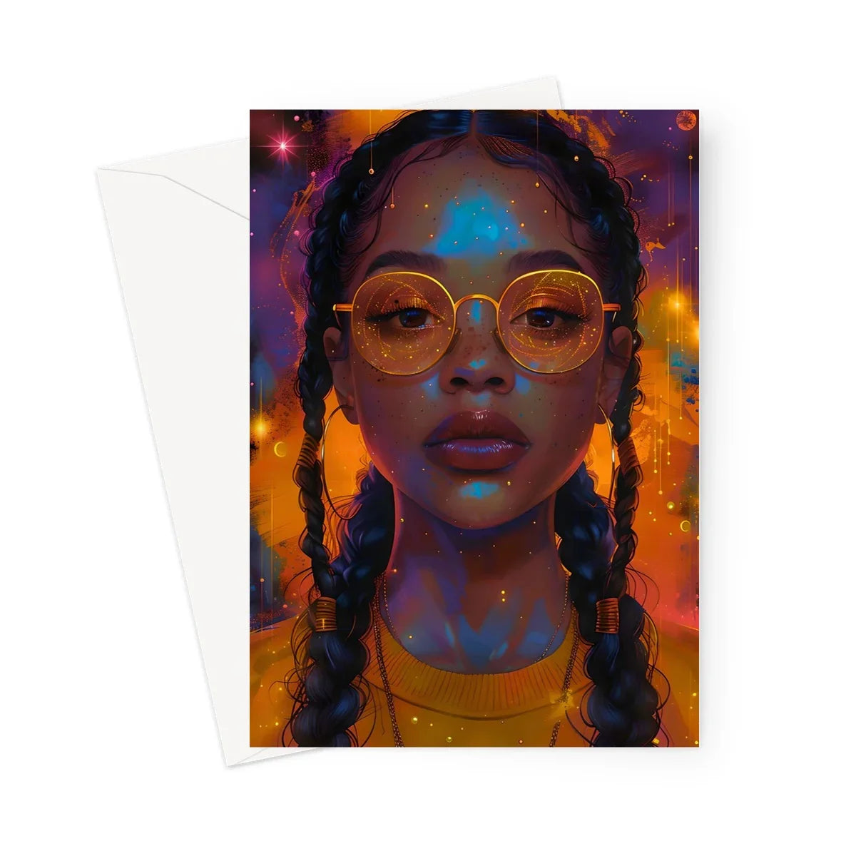 Solar Flare Radiant Soul  Beautiful Black Girl  Greeting Card - D'Sare