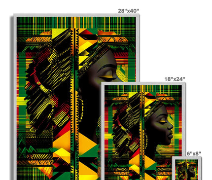 Abstract Red and Green Black Queen Fusion Antique Framed Print