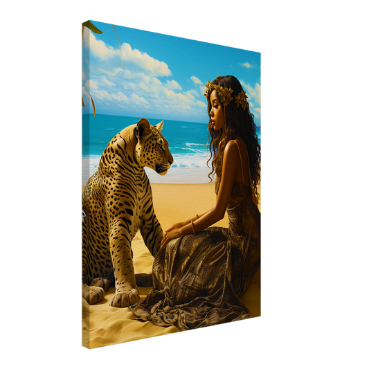 Seychelle Serenity: Golden Sand The Maiden and the LeopardCanvas
