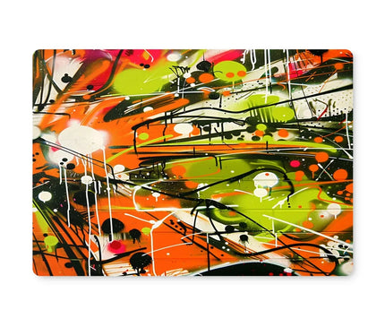 Neon Splatter Symphony: Urban Graffiti Art Placemat - D'Sare