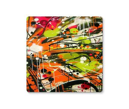 Neon Splatter Symphony: Urban Graffiti Art Coaster - D'Sare