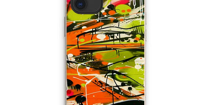 Neon Splatter Symphony: Urban Graffiti Art Eco Phone Case by Prodigi