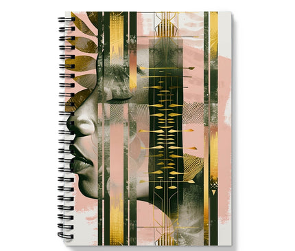 Echoes of Life: Afrocentric Meditation Peach and Gold Abstract Art Eclectic  Notebook
