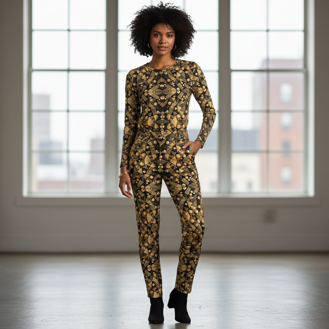 Gold and Black Repeat Pattern Fabric