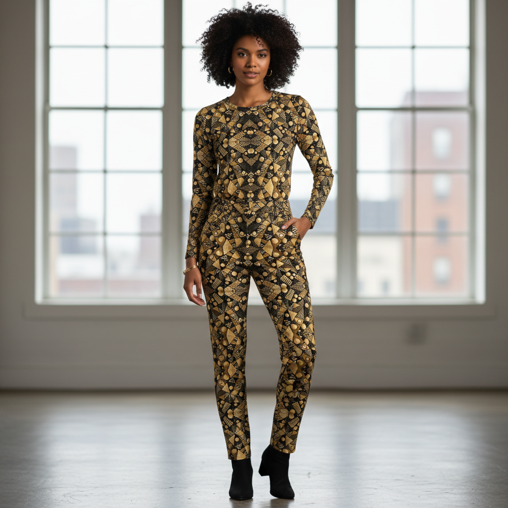 Gold and Black Repeat Pattern Fabric