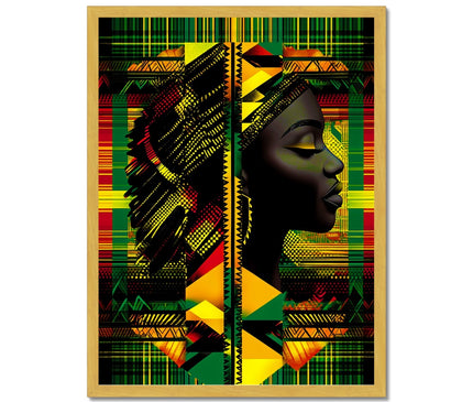 Abstract Red and Green Black Queen Fusion Antique Framed Print