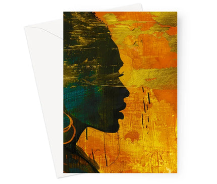 Golden Afrocentric Silhouette Greeting Card - D'Sare