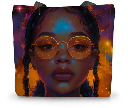 Solar Flare Radiant Soul  Beautiful Black Girl  Canvas Tote Bag - D'Sare
