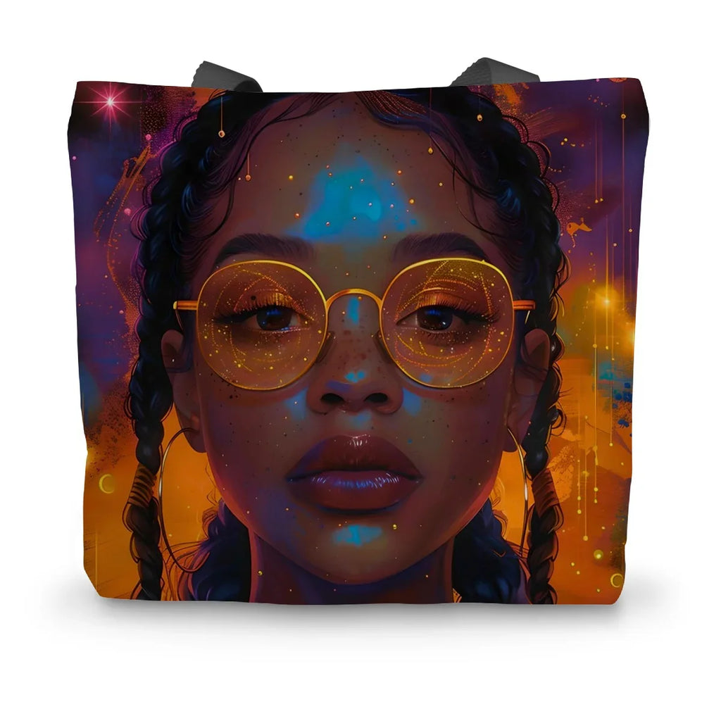 Solar Flare Radiant Soul  Beautiful Black Girl  Canvas Tote Bag - D'Sare
