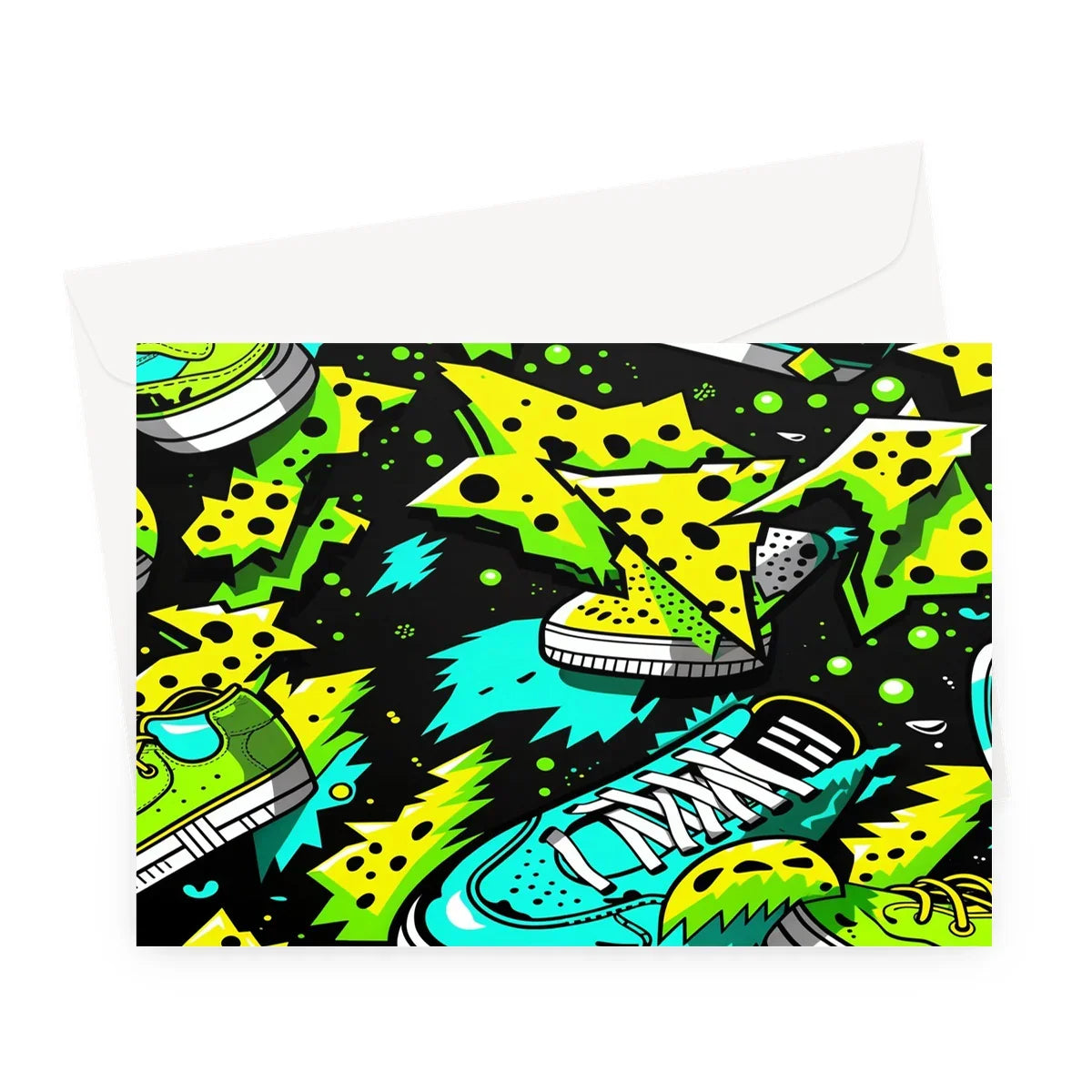 Electric Kicks Art: Urban Pop Art  Explosion, Graffiti  Greeting Card - D'Sare