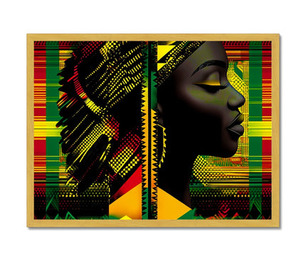 Abstract Red and Green Black Queen Fusion Antique Framed Print