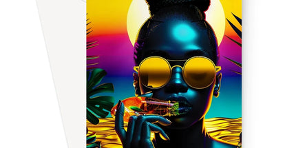 Tropical Sunset Dreams : Neon Vibes Greeting Card by Prodigi