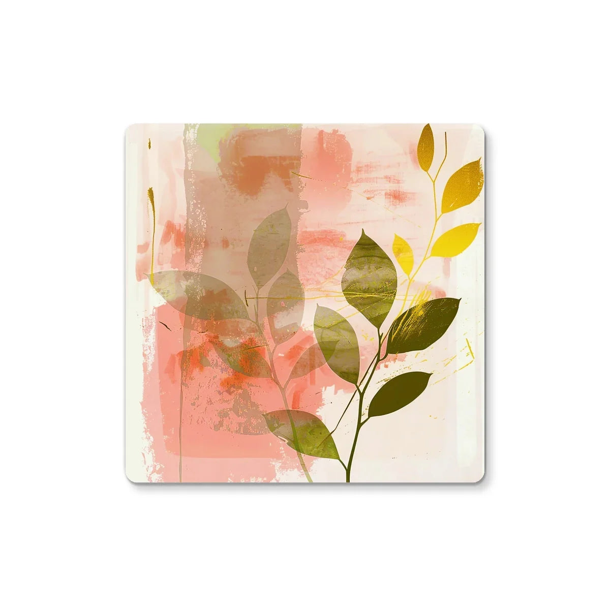 Peach Golden Leafy Escape 06 Coaster by Prodigi