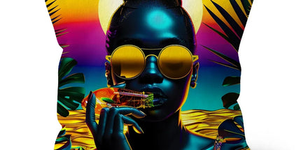 Tropical Sunset Dreams : Neon Vibes Cushion by Prodigi