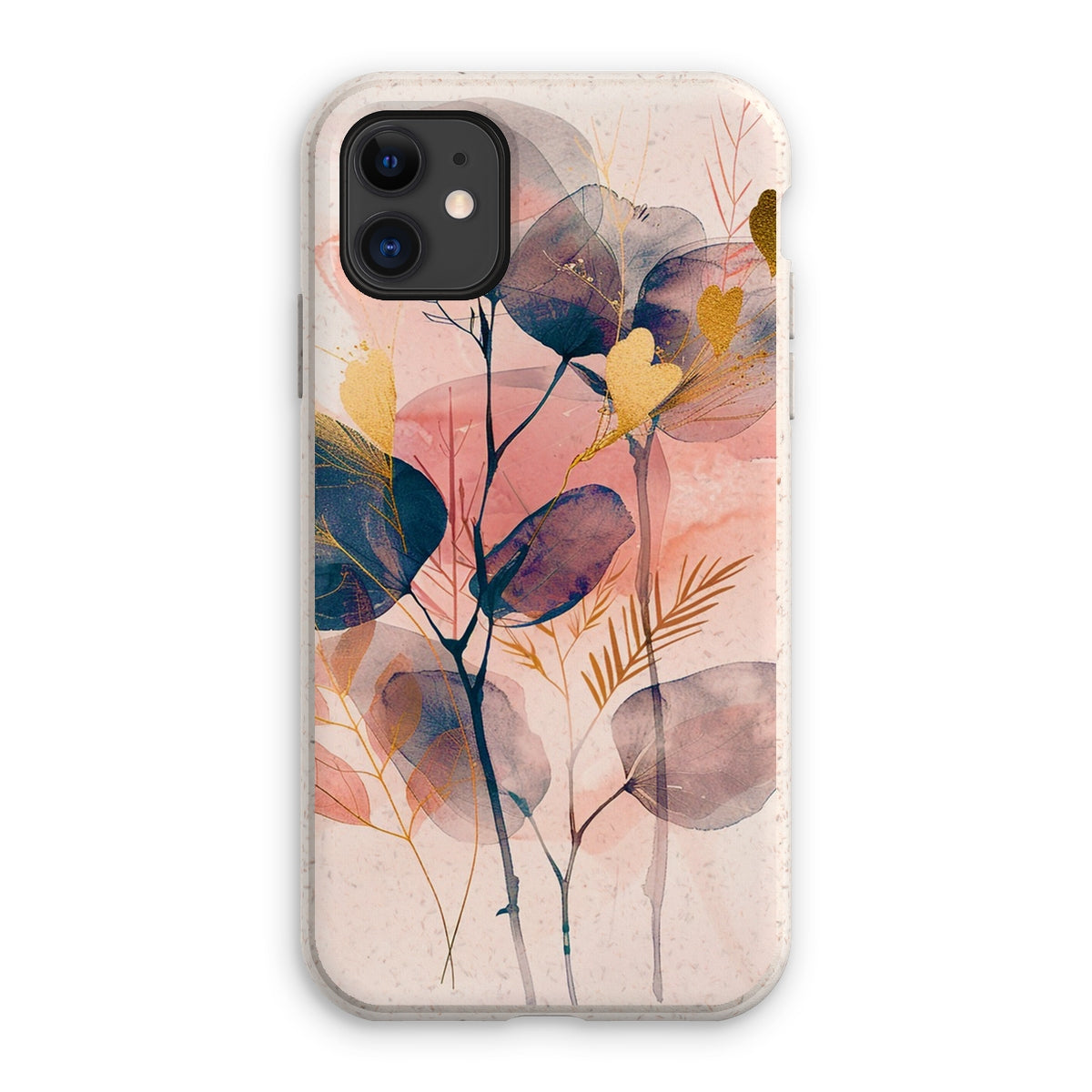 Peachy Blue Golden Flora Escape  Eco Phone Case - D'Sare