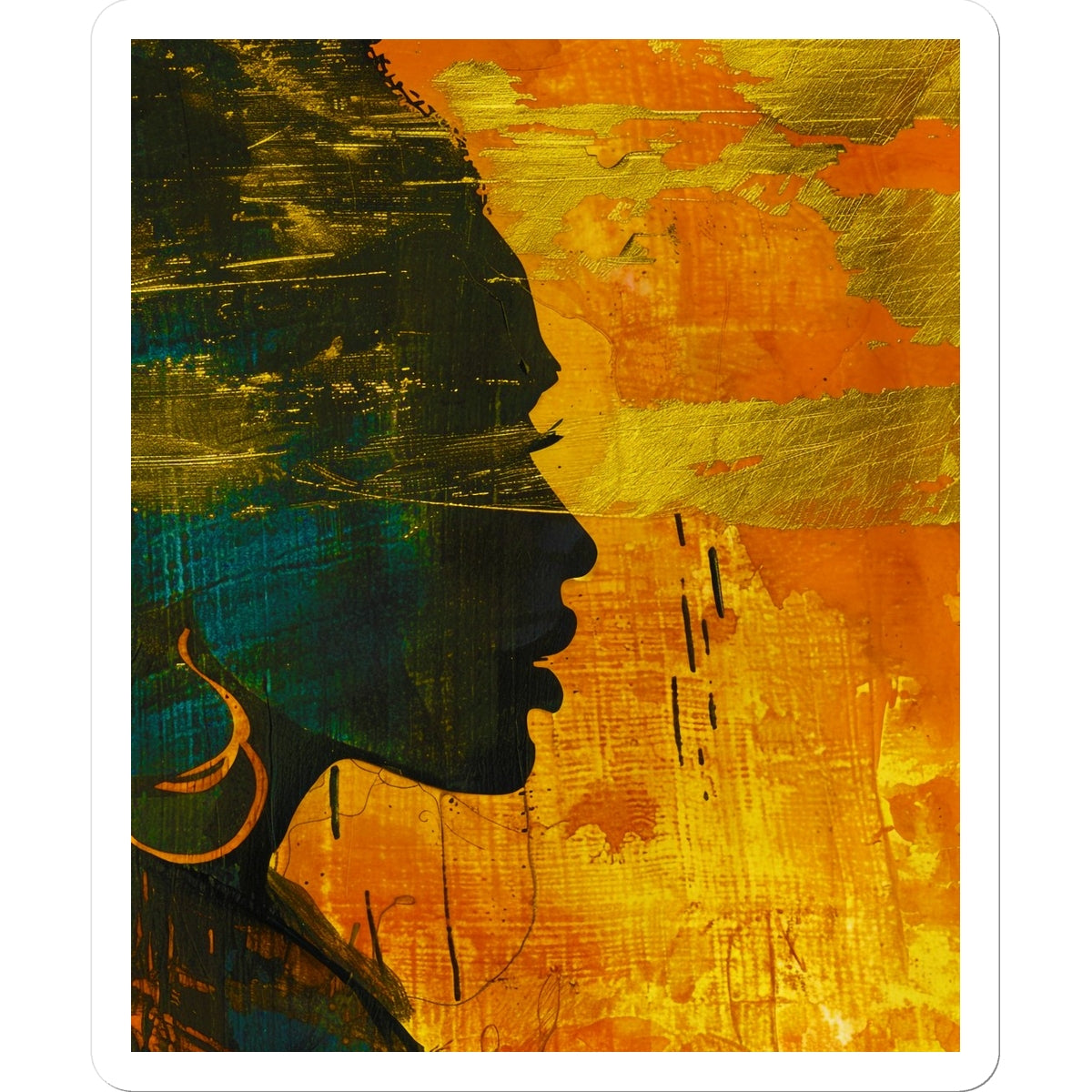 Golden Afrocentric Silhouette Sticker - D'Sare