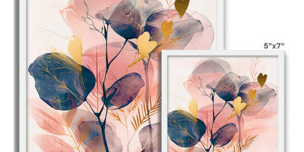 Peachy Blue Golden Flora Escape Framed Photo Tile by Prodigi