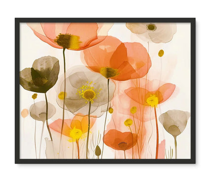 Poppy Echoes Golden Peach Escape  Framed Photo Tile - D'Sare