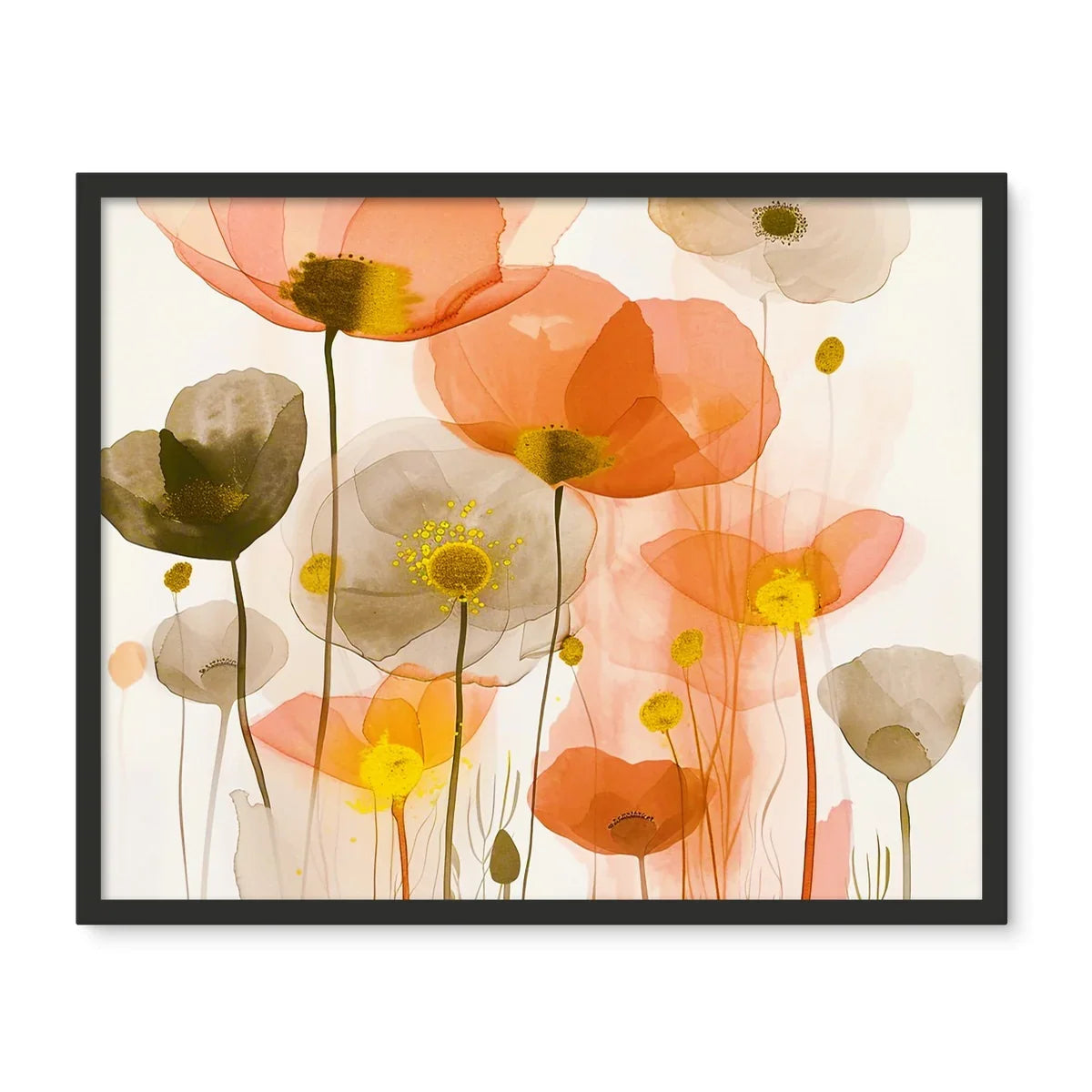 Poppy Echoes Golden Peach Escape Framed Photo Tile by Prodigi