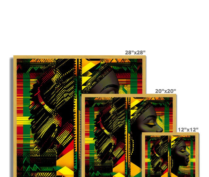 Abstract Red and Green Black Queen Fusion Antique Framed Print