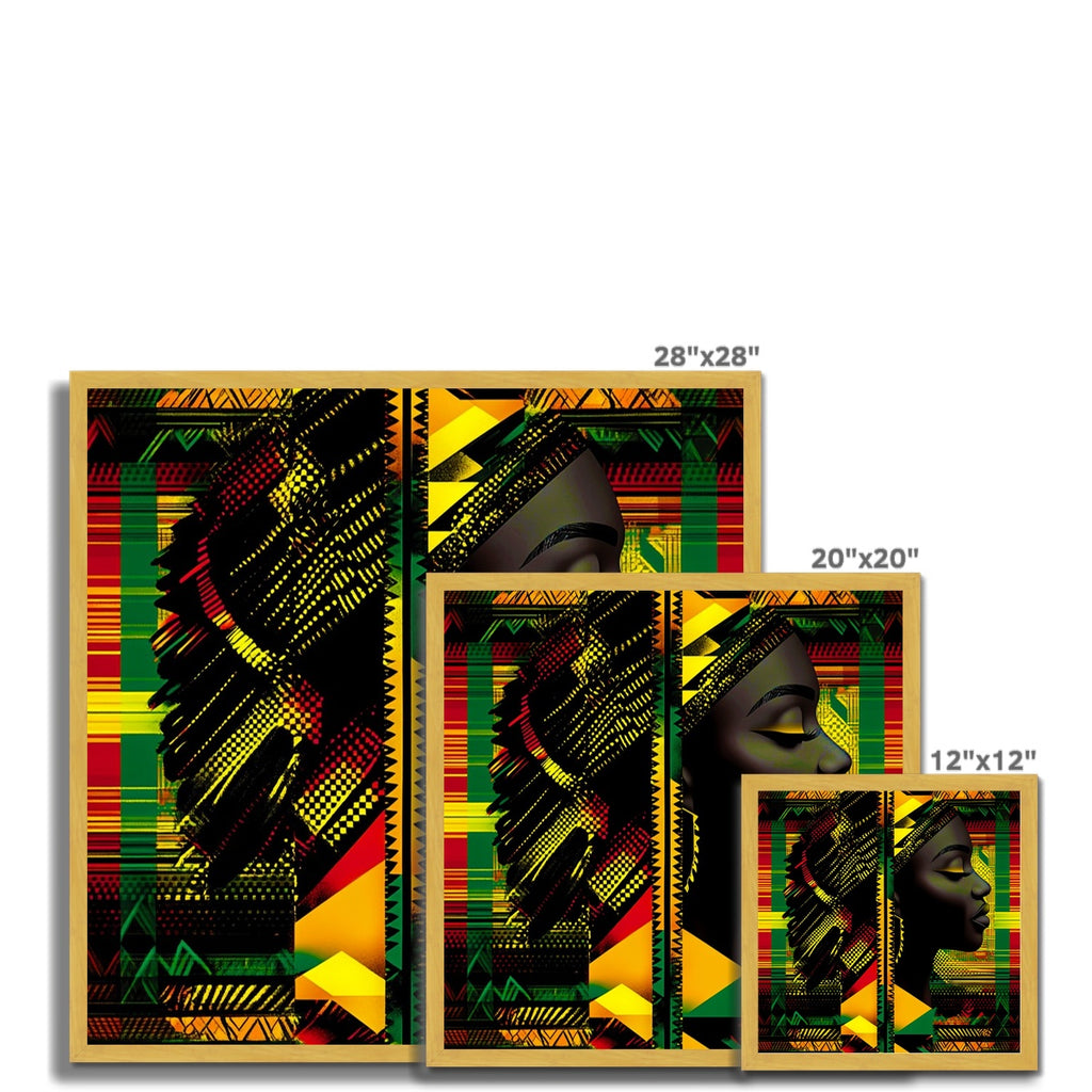 Abstract Red and Green Black Queen Fusion Antique Framed Print