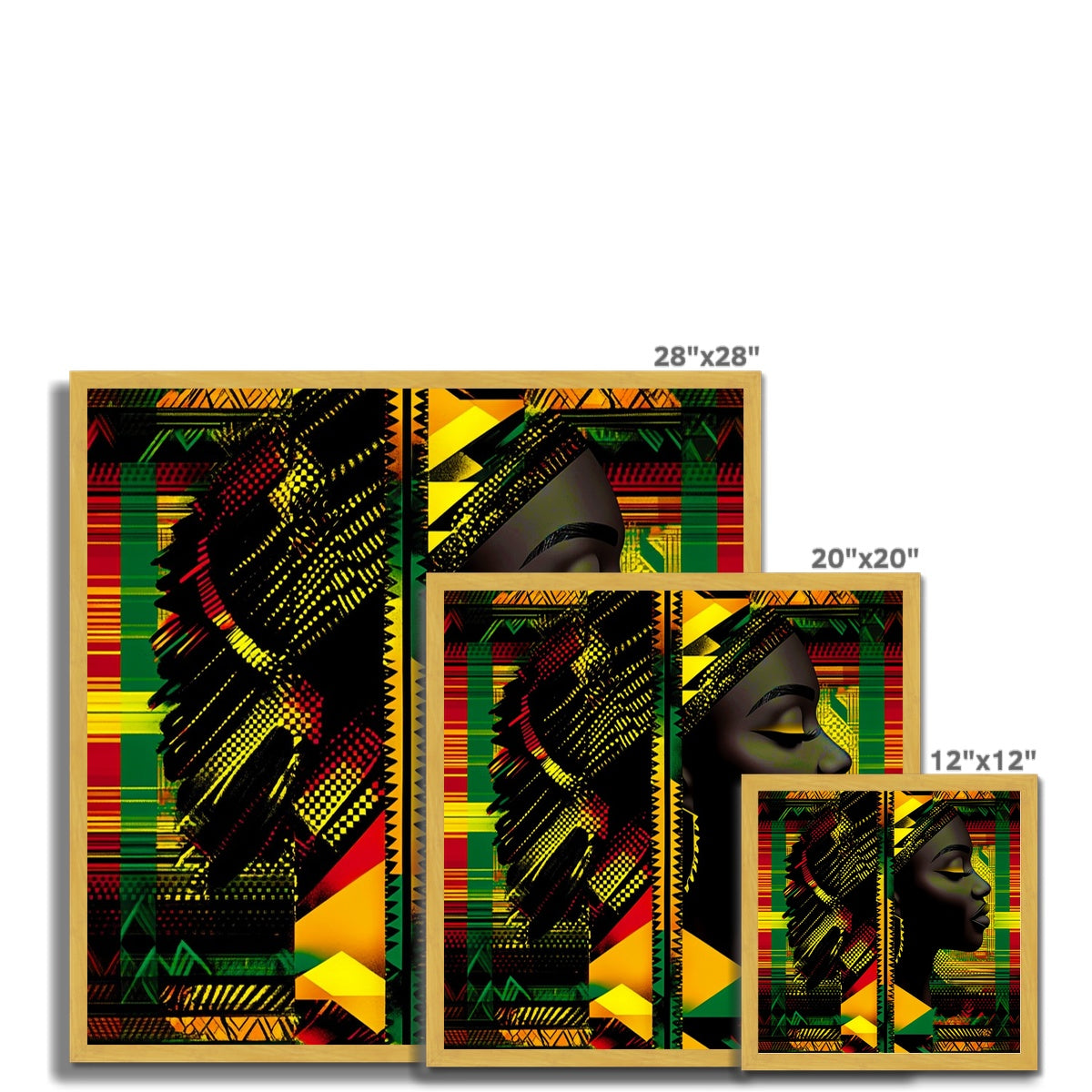 Abstract Red and Green Black Queen Fusion Antique Framed Print