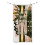 Echoes of Life: Afrocentric Meditation Peach and Gold Abstract Art Eclectic  Towel