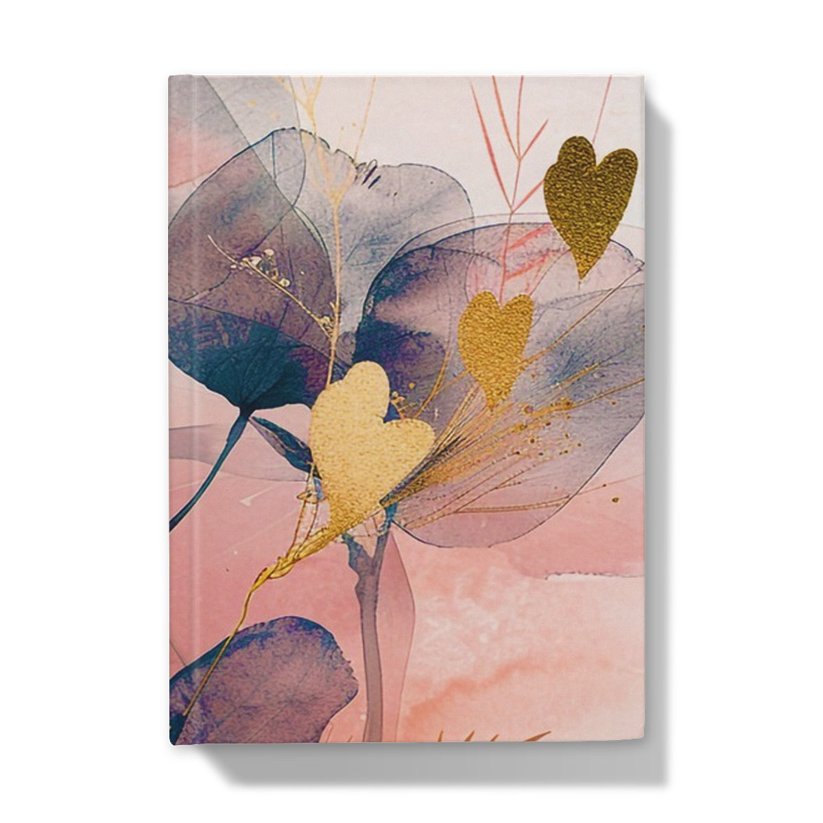 Peachy Blue Golden Flora Escape  Hardback Journal - D'Sare