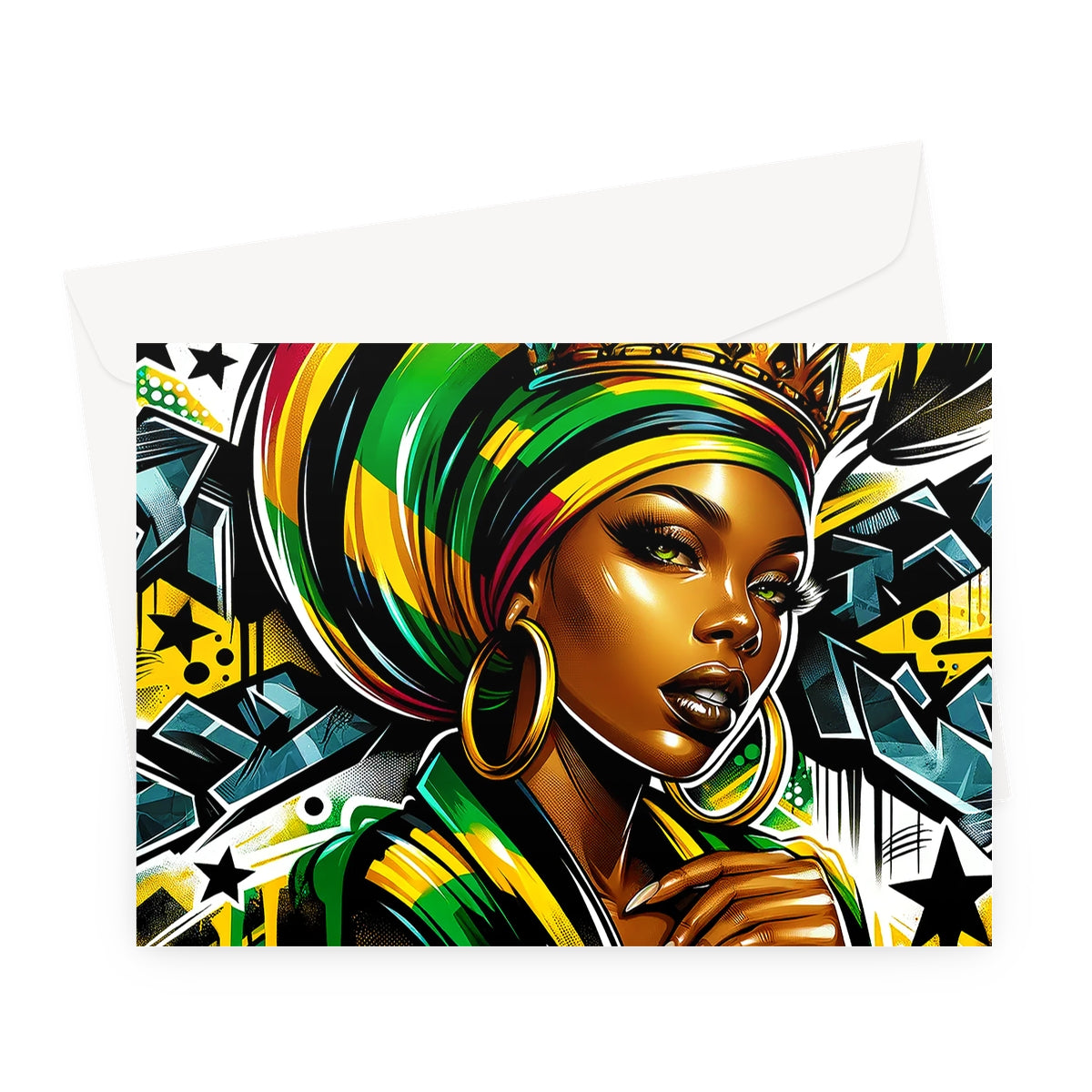 Gift For Her Rasta Queen Street Black Women Gift Greeting Card by Prodigi