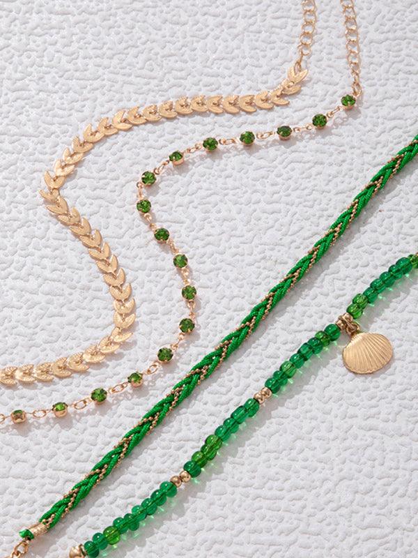 Rice Beads Beaded Rope Shell Four-layer Anklet