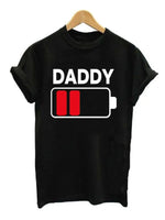 Men's DADDY battery print short-sleeved round neck T-shirt parent-child wear - D'Sare