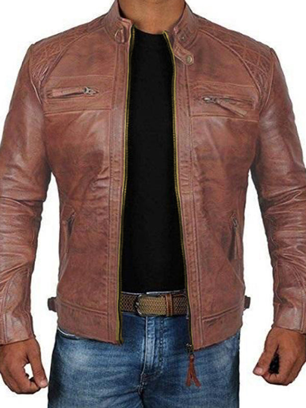 Classic Men's Polyester Woven Jacket with Straight Pockets