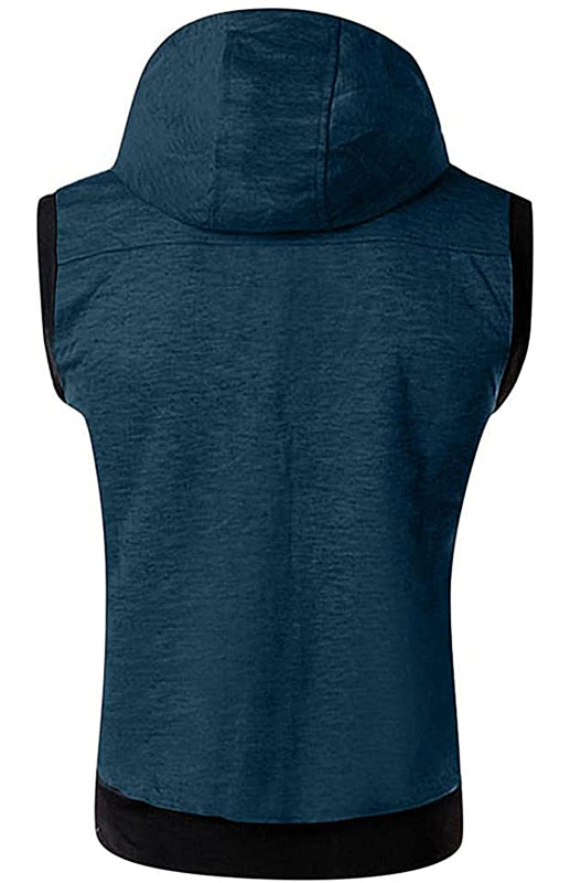 Men's Hooded Sleeveless Vest Solid Color Casual Slim Vest