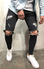 Men's Fashion Mid Waist Ripped Slim Jeans - D'Sare