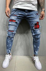 Men's Fashion Mid Waist Ripped Slim Jeans - D'Sare